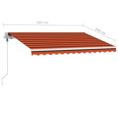 vidaXL narancs és barna kézzel kihúzható póznás napellenző 350x250 cm