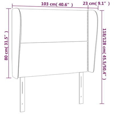 vidaXL sötétszürke szövet fejtámla szárnyakkal 103 x 23 x 118/128 cm