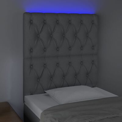 vidaXL világosszürke szövet LED-es fejtámla 80x7x118/128 cm