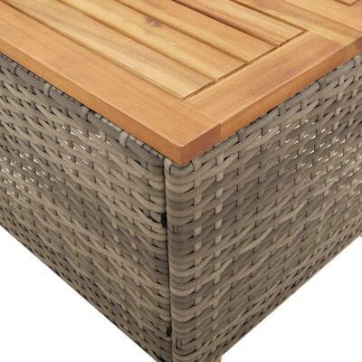 vidaXL szürke polyrattan és akácfa kerti asztal 45 x 45 x 37 cm