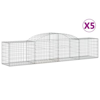 vidaXL 5 db íves horganyzott vas gabion kosár 300x50x60/80 cm