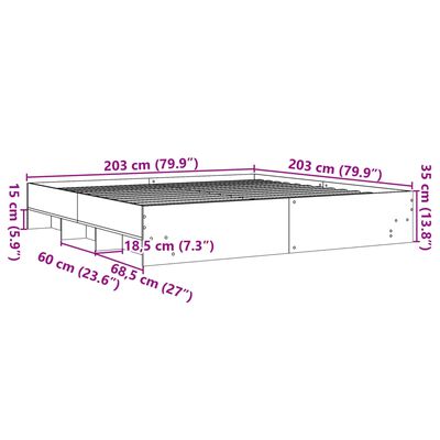 vidaXL sonoma tölgyszínű szerelt fa ágykeret 200 x 200 cm