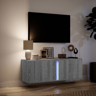 vidaXL szürke sonoma színű fali TV-szekrény LED-ekkel 100 x 31 x 35 cm