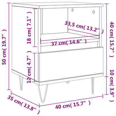 vidaXL 2 db füstös tölgy színű éjjeliszekrény 40 x 35 x 50 cm