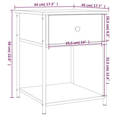 vidaXL 2 db barna tölgy színű szerelt fa éjjeliszekrény 44x45x58 cm