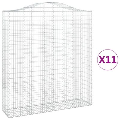 vidaXL 11 db íves horganyzott vas gabion kosár 200x50x220/240 cm