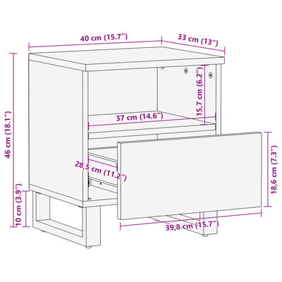 vidaXL 2 db tömör újrahasznosított fa éjjeliszekrény 40 x 34 x 46 cm