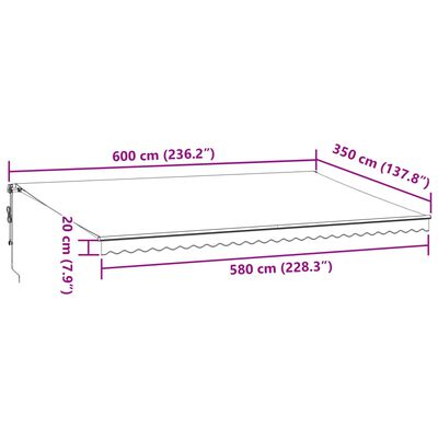 vidaXL antracitszürke-fehér LED-es automata napellenző 600 x 350 cm