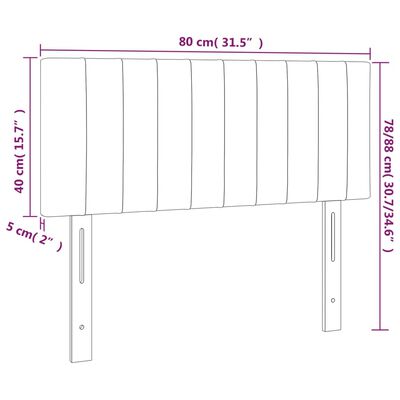 vidaXL fekete bársony LED-es fejtámla 80 x 5 x 78/88 cm