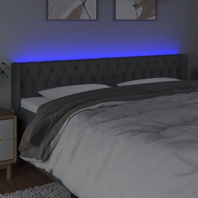 vidaXL sötétszürke szövet LED-es fejtámla 203 x 16 x 78/88 cm