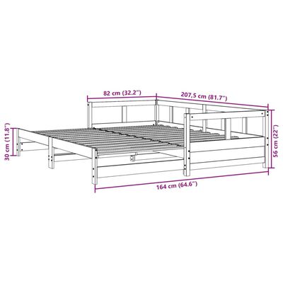 vidaXL viaszbarna tömör fenyőfa kanapéágy matrac nélkül 80 x 200 cm