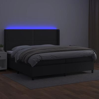 vidaXL fehér műbőr rugós ágy matraccal és LED-del 200x200 cm