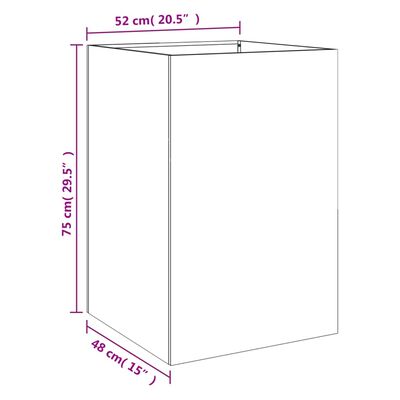 vidaXL fekete hidegen hengerelt acél növénytartó 52x48x75 cm