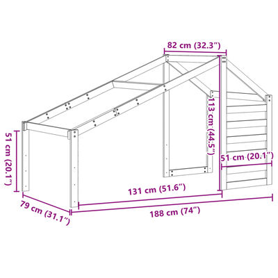 vidaXL viaszbarna tömör fenyőfa gyerekágytető 188 x 82 x 113 cm