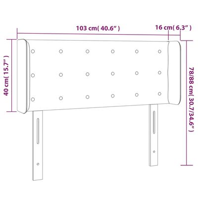 vidaXL sötétkék bársony LED-es fejtámla 103 x 16 x 78/88 cm