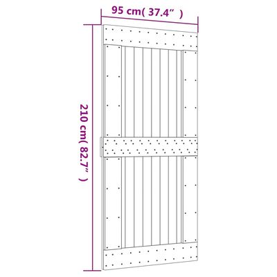 vidaXL tömör fenyőfa tolóajtó fémszerelék szettel 95 x 210 cm