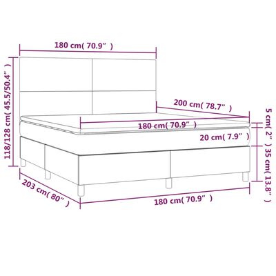 vidaXL fehér műbőr rugós ágy matraccal 180 x 200 cm