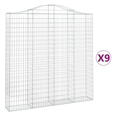 vidaXL 9 db íves horganyzott vas gabion kosár 200x30x200/220 cm