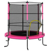vidaXL kerek rózsaszín trambulin védőhálóval 140 x 160 cm