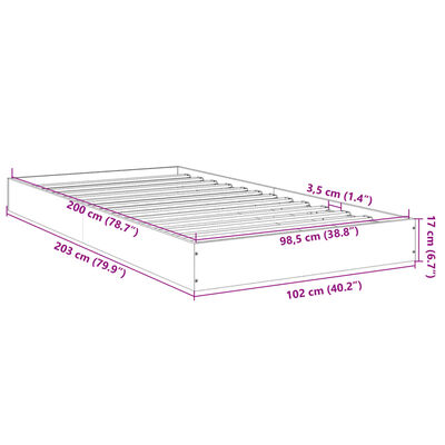 vidaXL fekete szerelt fa ágykeret 100 x 200 cm