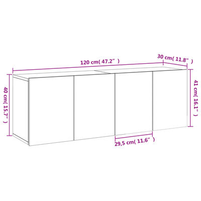 vidaXL 2 db szürke sonoma színű fali TV-szekrény 60 x 30 x 41cm