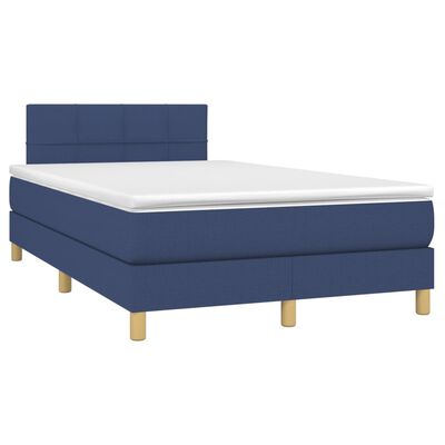 vidaXL kék szövet rugós ágy matraccal 120 x 200 cm
