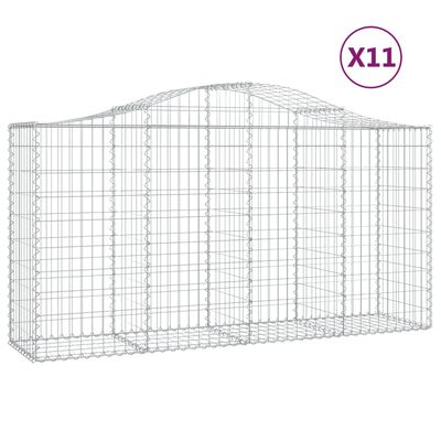 vidaXL 11 db íves horganyzott vas gabion kosár 200 x 50 x 100/120 cm