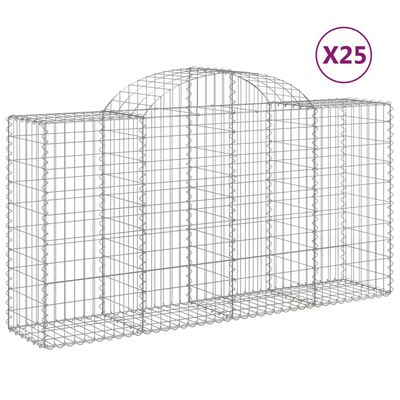 vidaXL 25 db íves horganyzott vas gabion kosár 200x50x100/120 cm