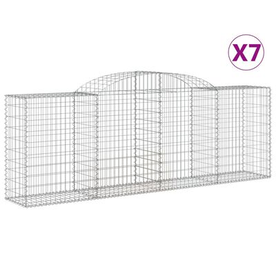 vidaXL 7 db íves horganyzott vas gabion kosár 300 x 50 x 100/120 cm