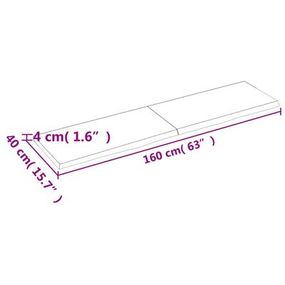 vidaXL sötétbarna kezelt tömör tölgyfa asztallap 160x40x(2-4) cm