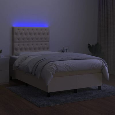 vidaXL krémszínű szövet rugós és LED-es ágy matraccal 120x190cm