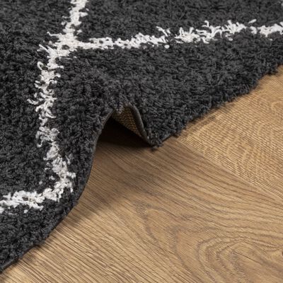 vidaXL PAMPLONA fekete és krém bolyhos modern szőnyeg 140 x 200 cm