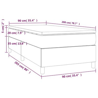 vidaXL fekete műbőr rugós ágy matraccal 90 x 200 cm