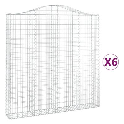 vidaXL 6 db íves horganyzott vas gabion kosár 200x30x200/220 cm