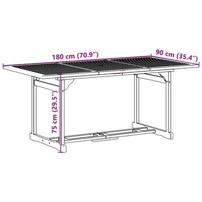 vidaXL 9 részes tömör akácfa kerti étkezőgarnitúra 180 x 90 x 75 cm