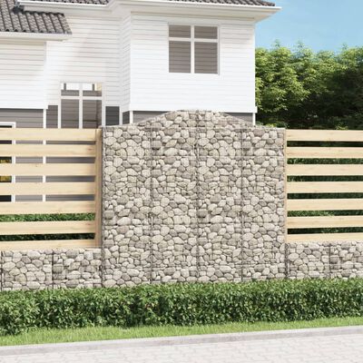 vidaXL 6 db íves horganyzott vas gabion kosár 200x30x200/220 cm