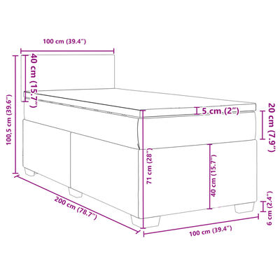 vidaXL krémszínű szövet rugós ágy matraccal 100 x 200 cm