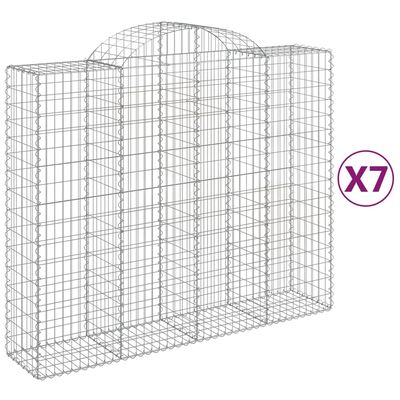 vidaXL 7 db íves horganyzott vas gabion kosár 200x50x160/180 cm