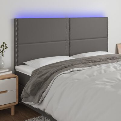 vidaXL szürke műbőr LED-es fejtámla 200x5x118/128 cm