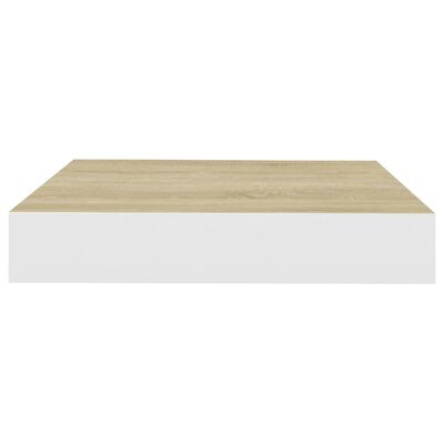 vidaXL 4 db tölgyszínű és fehér MDF lebegő fali polc 23x23,5x3,8 cm