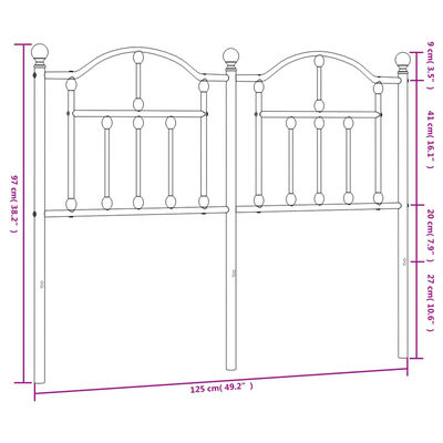 vidaXL fehér fém fejtámla 120 cm