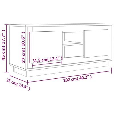 vidaXL fekete szerelt fa TV-szekrény 102x35x45 cm