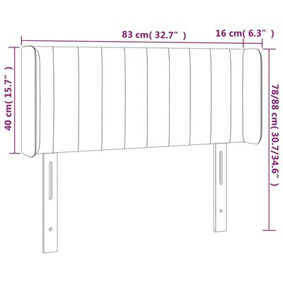 vidaXL kék szövet LED-es fejtámla 83 x 16 x 78/88 cm