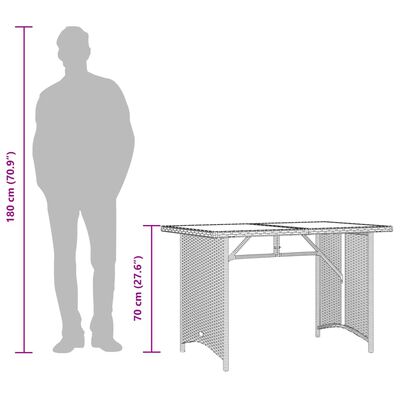 vidaXL barna polyrattan üveglapos kerti asztal 110x68x70 cm