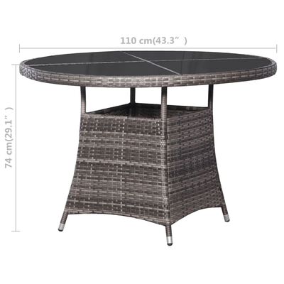 vidaXL szürke polyrattan kerti asztal Ø110x74 cm