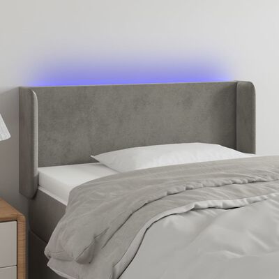 vidaXL világosszürke bársony LED-es fejtámla 83 x 16 x 78/88 cm