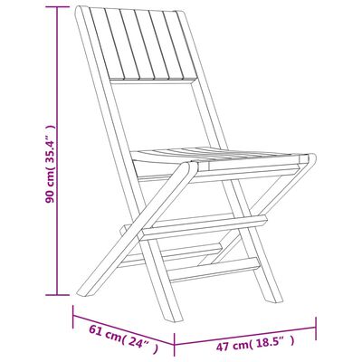 vidaXL 8 db tömör tíkfa összecsukható kerti szék 47 x 61 x 90 cm