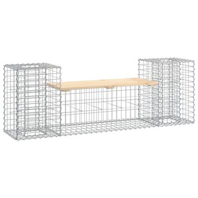 vidaXL tömör fenyőfa gabion kerti pad 183x41x60,5 cm