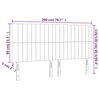 vidaXL tópszínű szövet LED-es fejtámla 200x5x118/128 cm