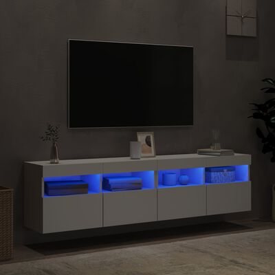 vidaXL 2 db fehér falra szerelhető TV-szekrény LED-del 80 x 30 x 40 cm